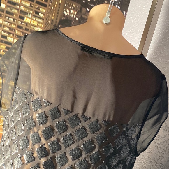 ALLSAINTS - sheer mesh s/s dress tunic w black lattice sequins on both sides - 8 - Picture 15 of 16